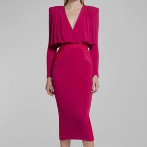 $600 ZHIVAGO The Will Jersey Capelet Midi Dress Size 6